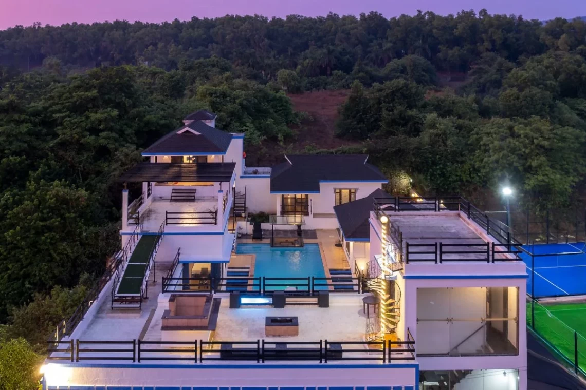 5 BHK villa with Private Cricket Turf & Private Paddle Court in Lonavala
